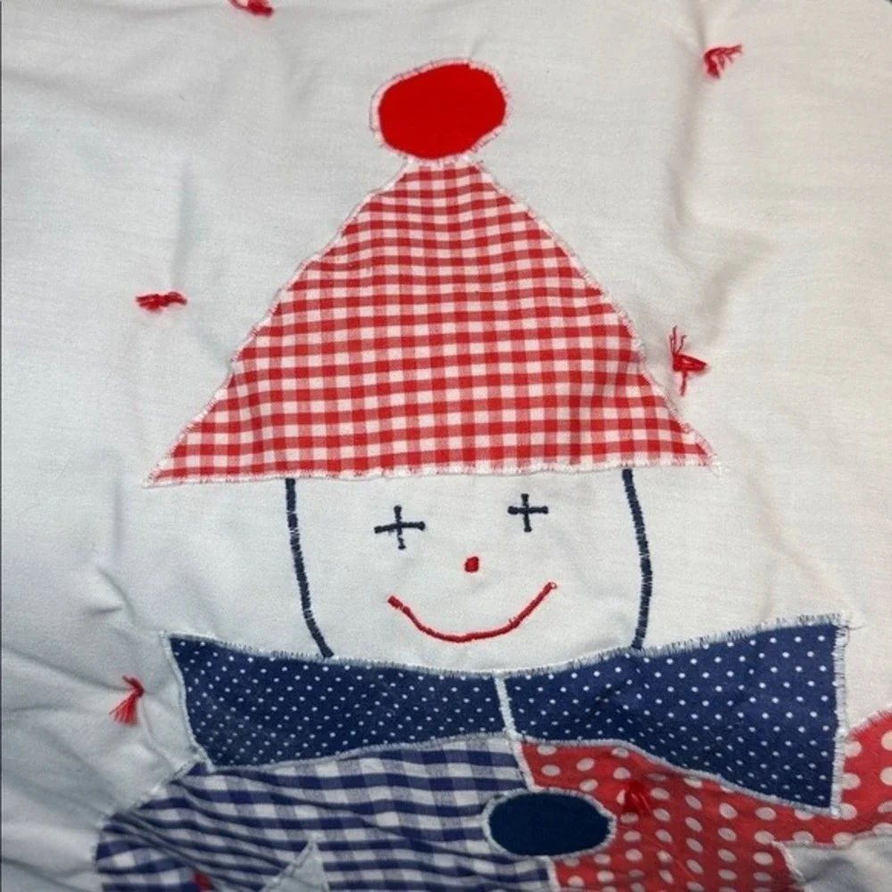 Handcrafted Quilt Clown Balloon Kids‎ Red White Gingham Unisex Cotton 46.5